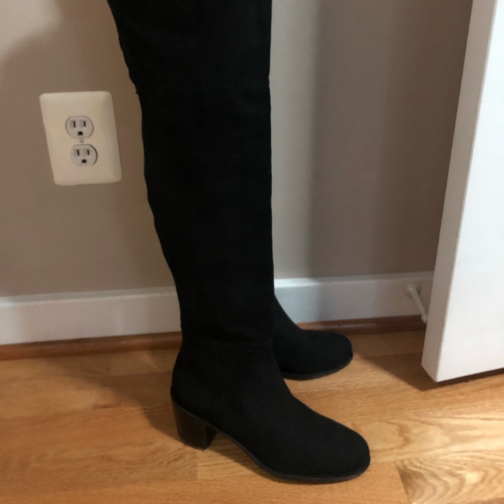Stuart weitzman black suede thigh high boots sz 6